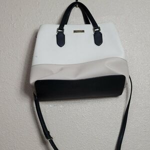Kate Spade Evangelie Laurel Way Sachel Handbag Purse Beige Ecru Black Crossbody